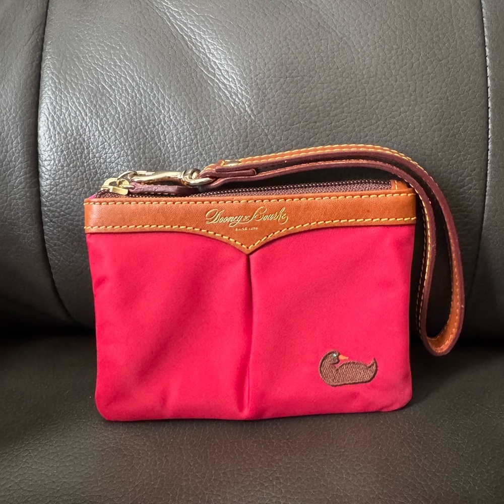 Dooney & Bourke Red and Tan Wristlet